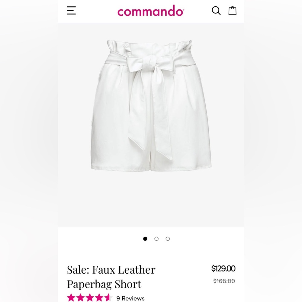 White Faux LeatherPaperbag Short